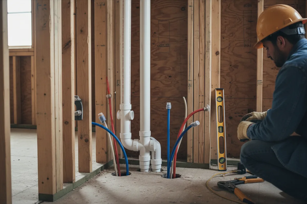 Drain and supply rough-in during Drain Cleaning in West Wareham